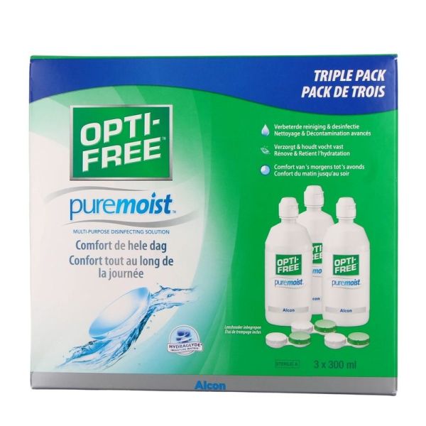 Opti Free PureMoist Solution pour Lentilles - 3 flacons de 300 mL