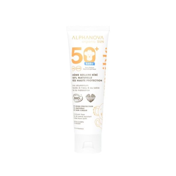 Crème solaire bébé SPF 50+ certifiée bio 100% naturelle - 50 g