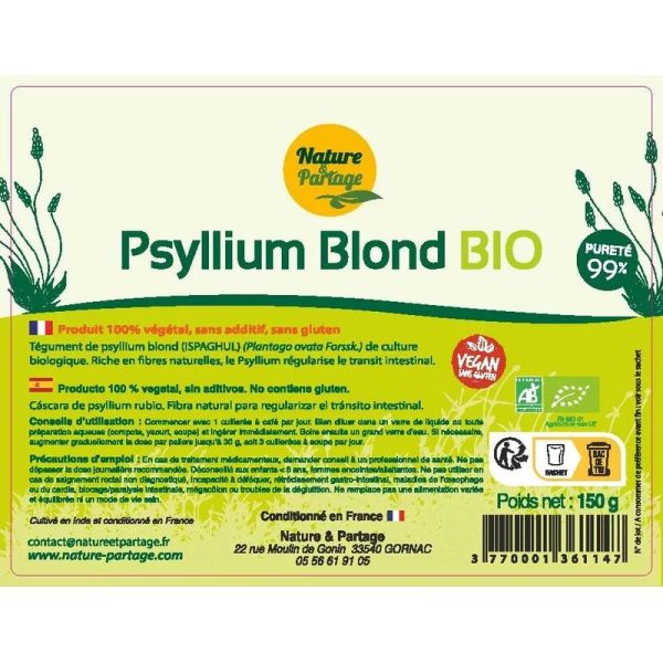 Nature & Partage Psyllium Blond Bio - 150 g