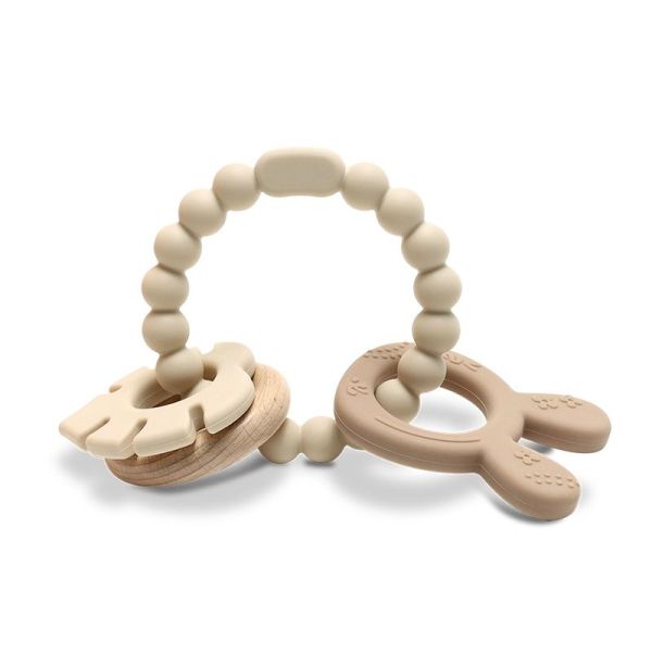 Anneau de dentition silicone et hêtre Rabit Premium - beige - 1 unité