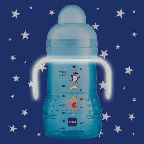 Trainer biberon de transition anti-fuites +4mois avec poignée 220ml