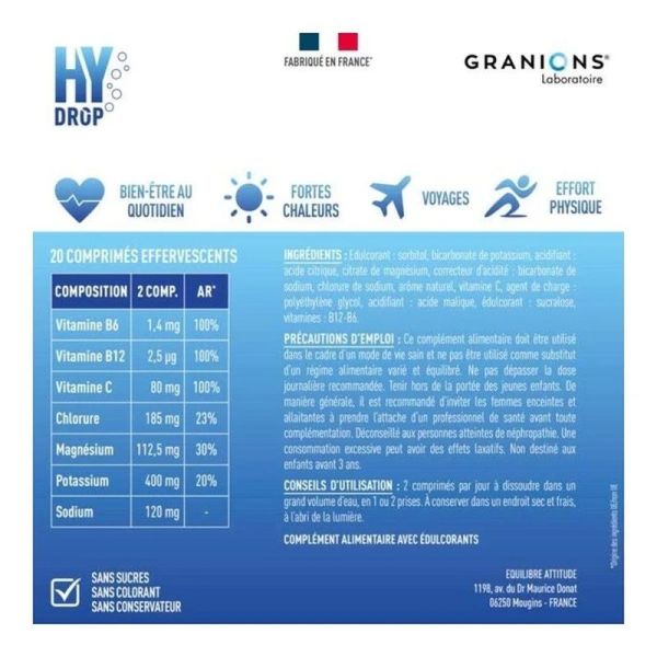 Hydrop Vitamines et Minéraux comprimés - 20 comprimés