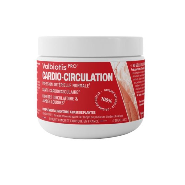 Valbiotis Pro®Cardio-circulation
 - 90 Gélules - Jambes loudres - Confort circulatoire - Santé cardiovascualaire.
