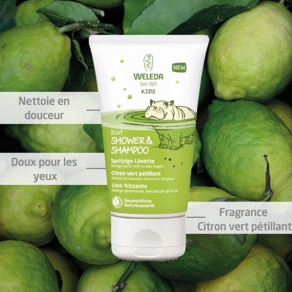 Kids 2 en 1 Douche & Shampoing Citron Vert Pétillant - 150 ml