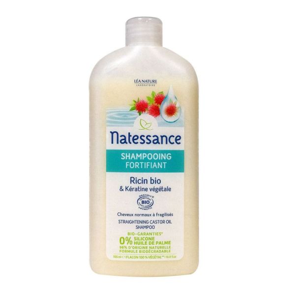 Natessance Shampooing fortifiant ricin bio et kératine végétale 500ml