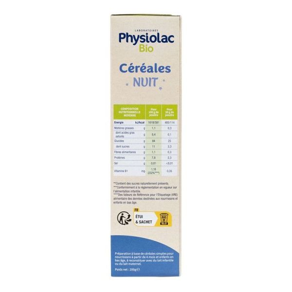 Bio Céréales Nuit Dès 4 Mois - 200 g