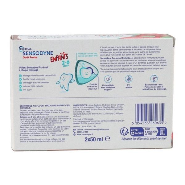 Pro-Email Dentifrice Enfants 2-6 ans Fraise - 2 x 50 ml