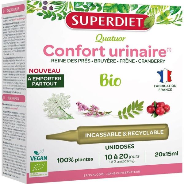 Quatuor Confort Urinaire Bio - 20 unidoses de 15 ml