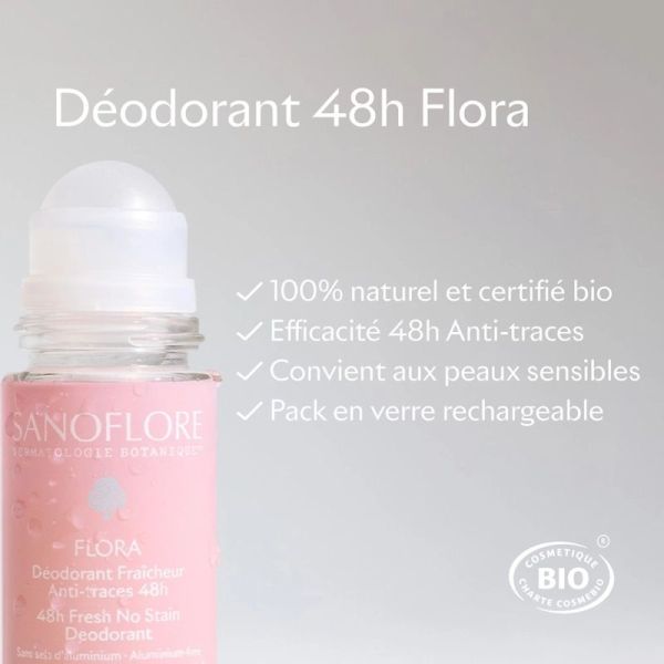 Lot de 2 Déodorants Flora Roll-On 48h - 2 x 50 ml