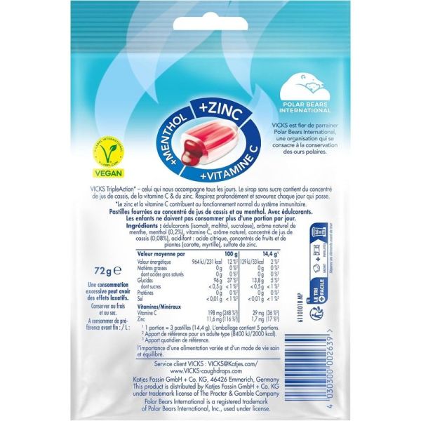 Bonbons Triple Action sans sucres - 72 g