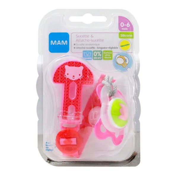 Mam Sucette & attache-sucette universel fille 0-6 mois