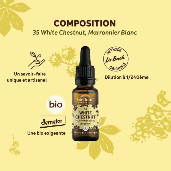 Fleur de Bach n degrés35 White Chestnut, Marronnier Blanc - Bio Demeter - 20 ml
