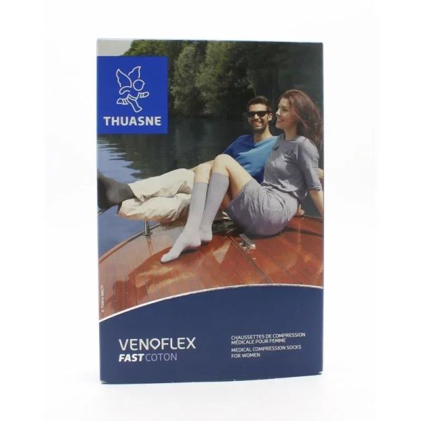 Venoflex Fast Coton - Chaussettes de contention femme Classe 2 Gris chiné Taille 2