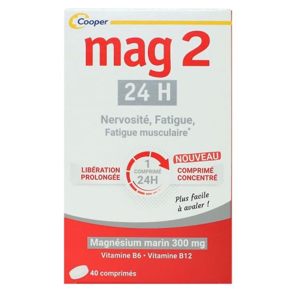 Mag2 24h formule renforcée magnésium marin 40 cp
