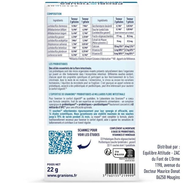 Probiotiques Flore Intestinale - 40 gélules