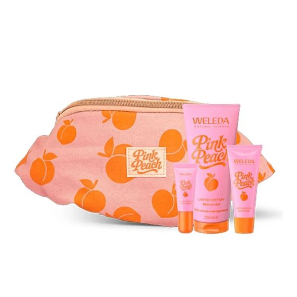Routine Beauté et sa Banane Offerte - Pink Peach - Gel douche 200 ml, Creme mains 50 ml, Baume levres teinte 7 ml