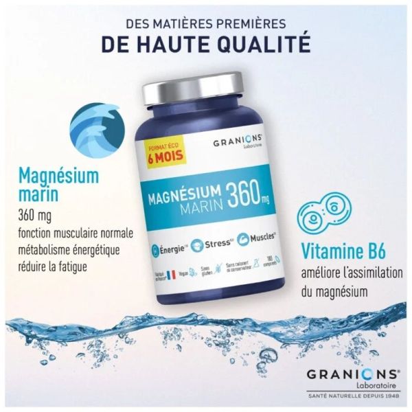 Magnésium Marin format éco 6 mois - 180 comprimés
