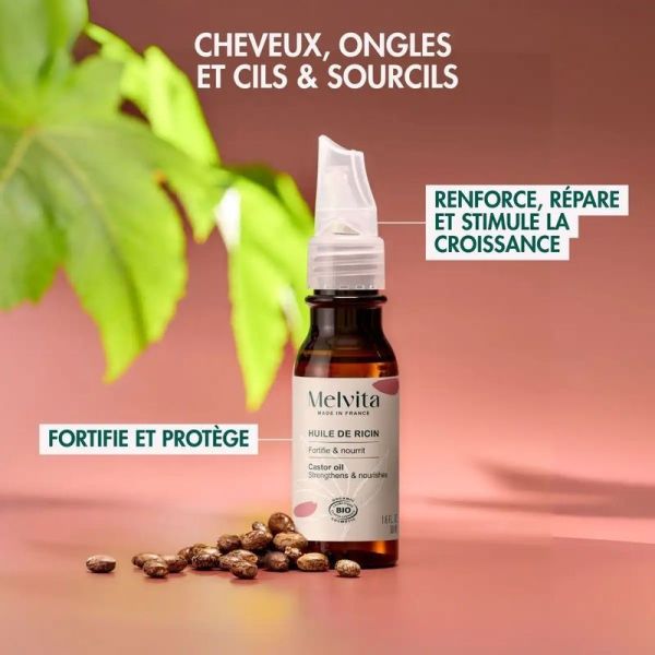 Huile de Ricin Bio - Cheveux, Ongles, Cils et Sourcils Fragiles - 50 ml