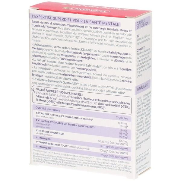 Ashwagandha Safran Santé mentale - 30 gélules