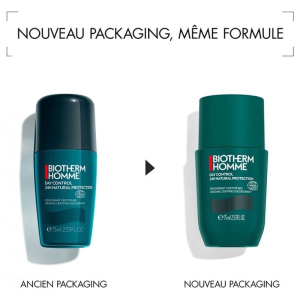 Déodorant Homme 24H Naturel Protect Roll-On Bio DAY CONTROL - 2 x 75 ml