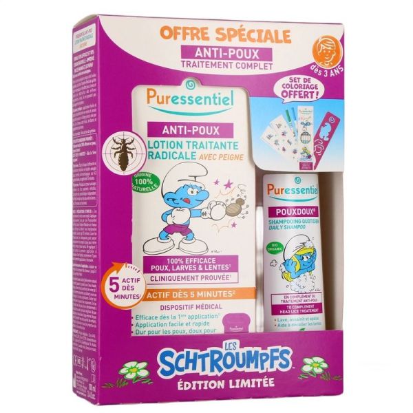 Traitement Complet Anti-Poux - Les Schtroumpfs édition limitée - Lotion 100 ml + Shampooing 200 ml