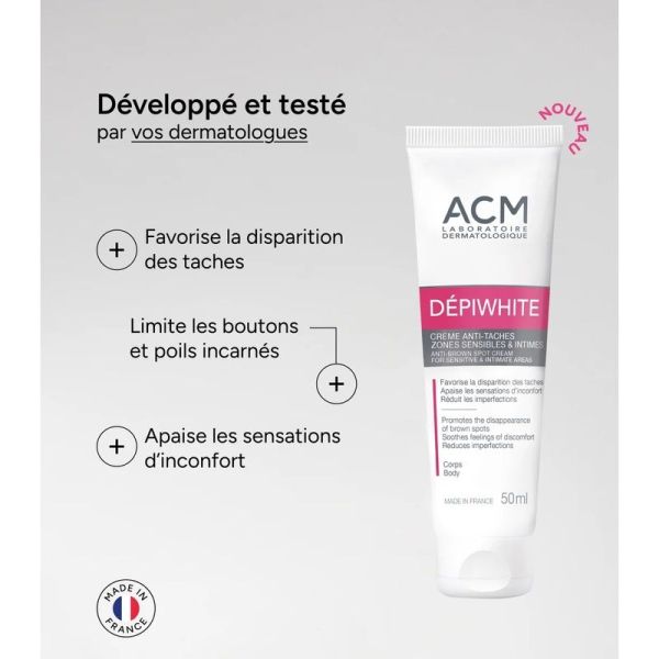 Crème Anti-taches Zones Sensibles & Intimes Dépiwhite - 50 ml