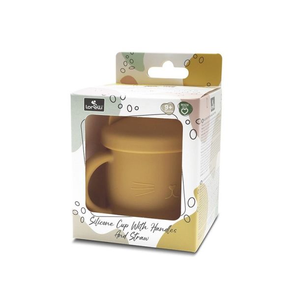 Tasse en silicone avec poignées et paille - yellow - 1 unité