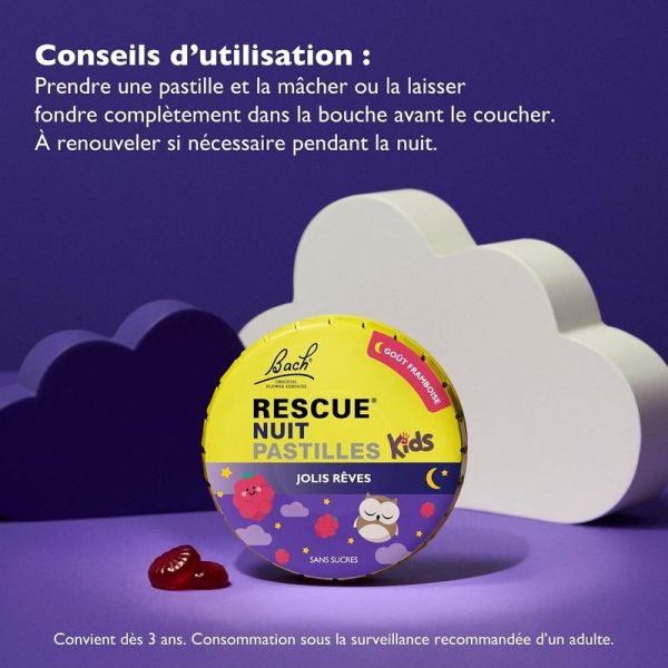 Fleur de Bach Pastilles - Nuit Kids Framboise - 50 g