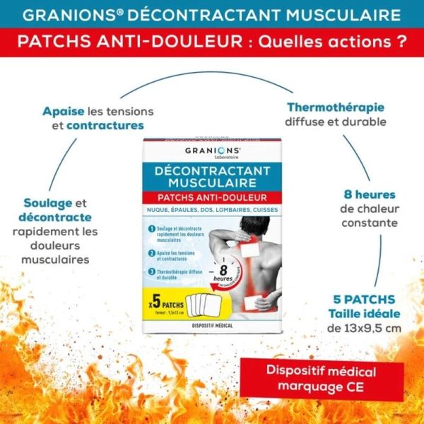 Patchs anti-douleur thermothérapie décontractant musculaire - 5 patchs