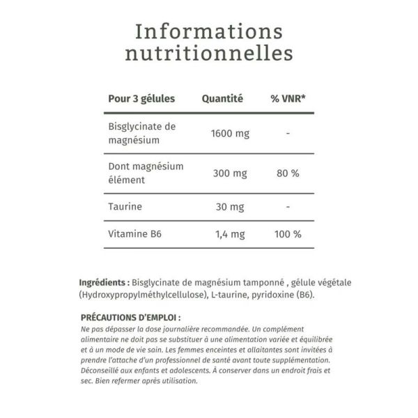 Bisglycinate de Magnésium - 90 gélules