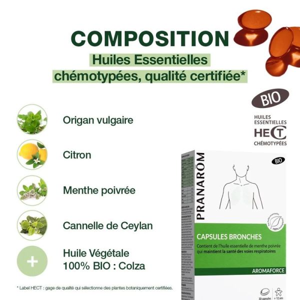 Capsules bronches aux Huiles Essentielles - Bio - 30 capsules