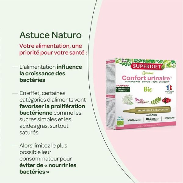 Quatuor Confort Urinaire Bio - 20 unidoses de 15 ml
