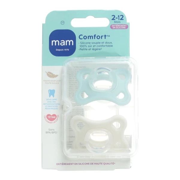 Comfort Sucette symétrique silicone - 2-12 mois - Lot de 2