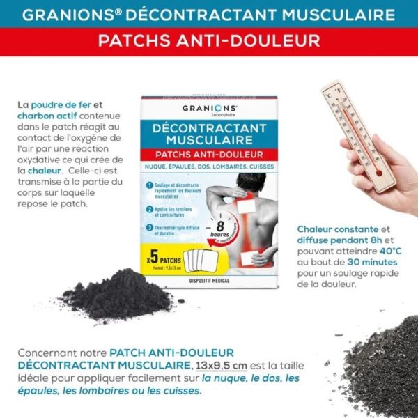 Patchs anti-douleur thermothérapie décontractant musculaire - 5 patchs