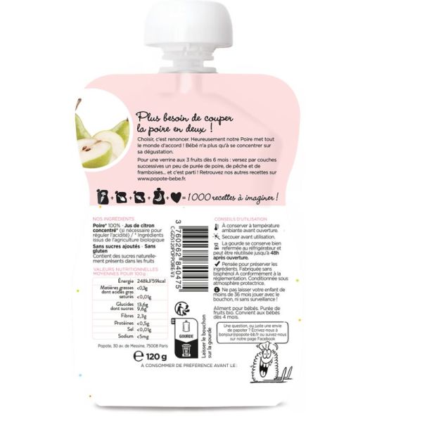 Popote Gourde Poire Bio 120G