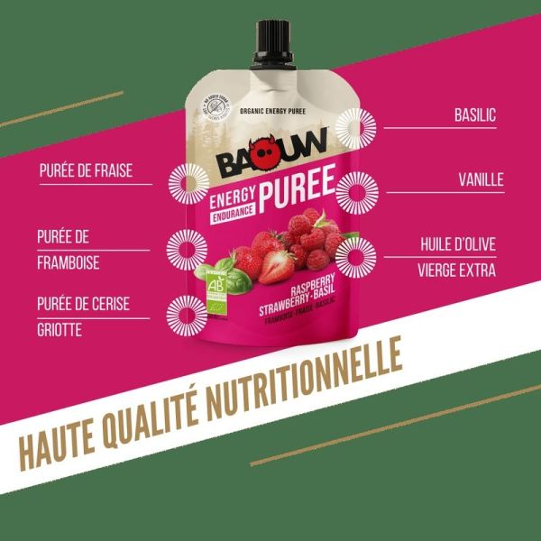 Energy Purees Raspberry - Strawberry - Basil - 90 g
