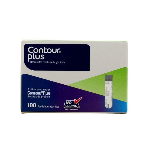 Contour Plus Bandelettes Réactives Glycémie - 100 bandelettes
