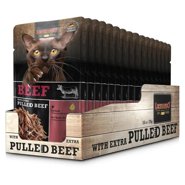Leonardo Sachet Fraîcheur Boeuf + Extra Pulled Boeuf - Chat 70 g