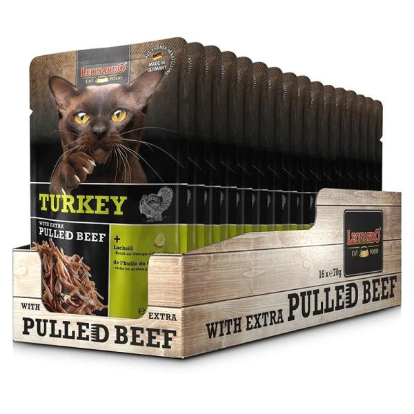 Leonardo Sachet Fraicheur Dinde + Extra Pulled Boeuf - 70 g