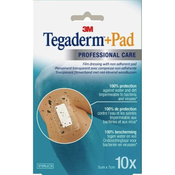 Tegaderm + Pad Pansement Transparent Adhésif Stérile - 5 cm x 7 cm, 5 pansements