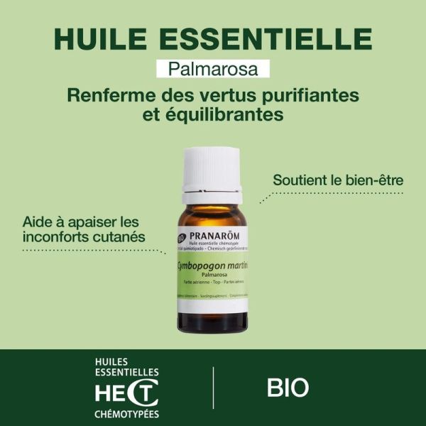 Huile Essentielle de Palmarosa - Bio - 10 ml
