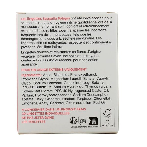Lingettes Hygiène Intime Poligyn - 10 Lingettes