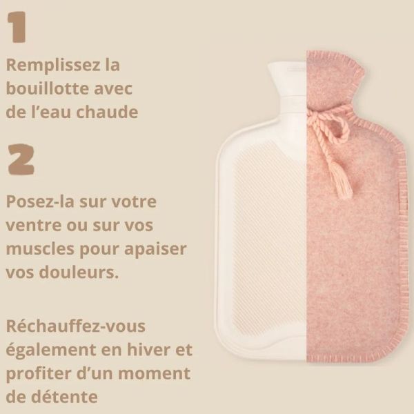 Bouillotte 2 L avec Housse Flanelle Beige - 1 bouillotte