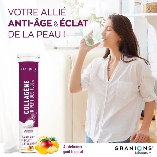 Collagène Tripeptides Effervescent - goût tropical - 18 comprimés