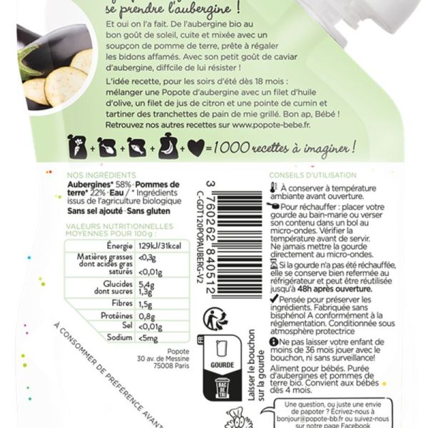 Popote Gourde Aubergine Bio 120G