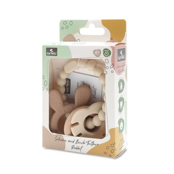 Anneau de dentition silicone et hêtre Rabit Premium - beige - 1 unité