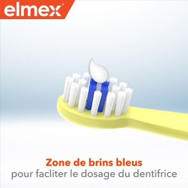Brosse à dents souple débutant 0-3 ans + mini-dentifrice anti-caries