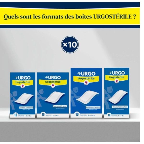 Urgostérile Pansements Peaux Sensibles Grand Format - 10 cm x 8 cm