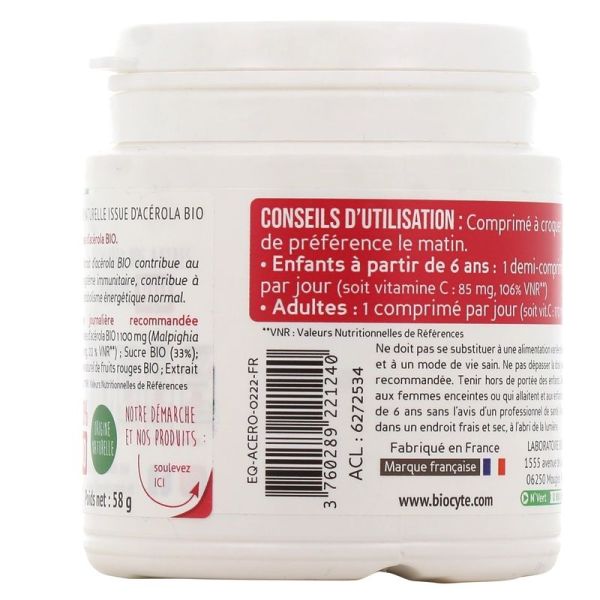 Acérola Bio 1 100 mg - 20 comprimés