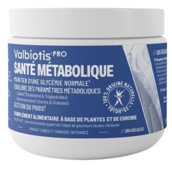 Valbiotis Pro® Santé Métabolique - 180 Gélules - Triple action : perte de poids, triglycérides et glycémie